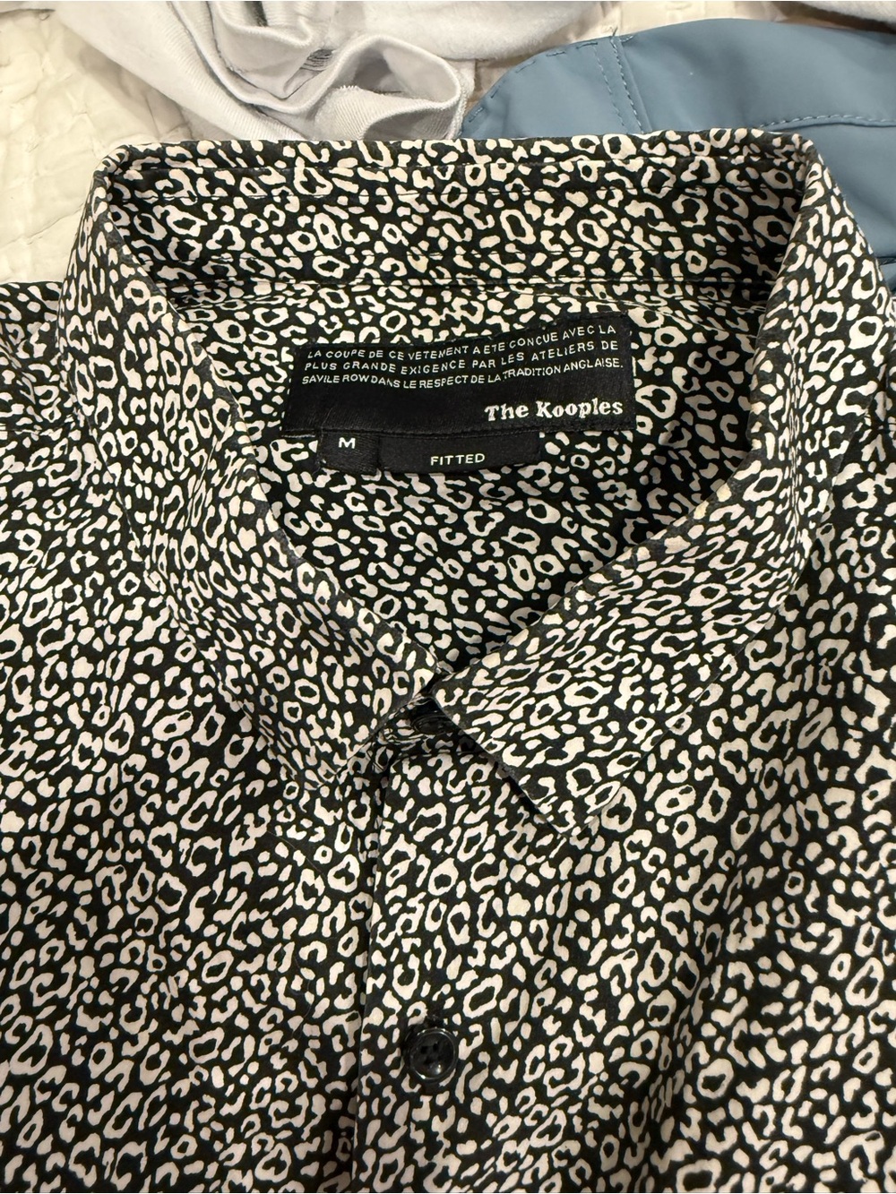 The Kooples Black and White Leopard-Print Fitted Button-Down Shirt
